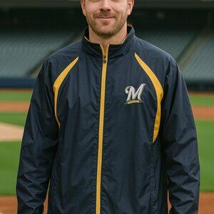 Milwaukee Brewers Men’s Extra Large Windbreaker Jacket MLB Vintage Retro